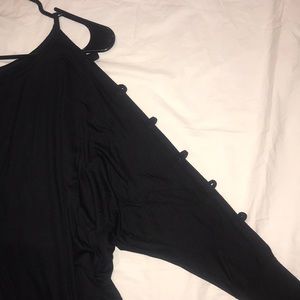 Tops - Blk stretch rayon jersey blouson open sleeve top Tops - Blk stretch rayon jersey blouson open sleeve top